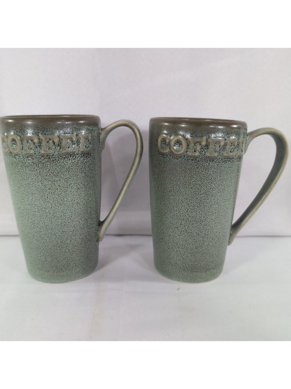 Primagera 2 Set COFFEE Green Brown Textured Speckled Portugal Tall Mug Tea Cup